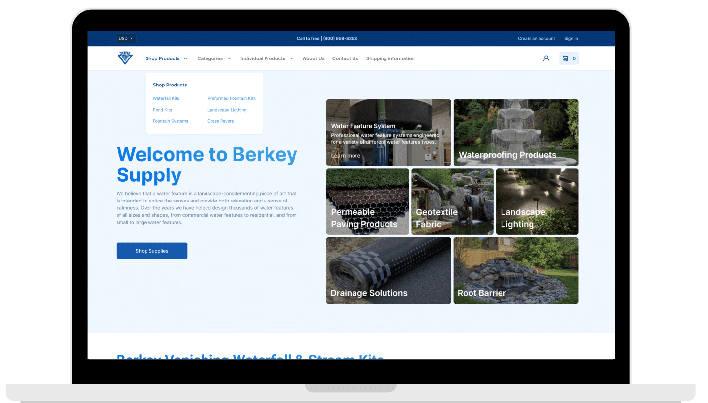 screen of Berkey website