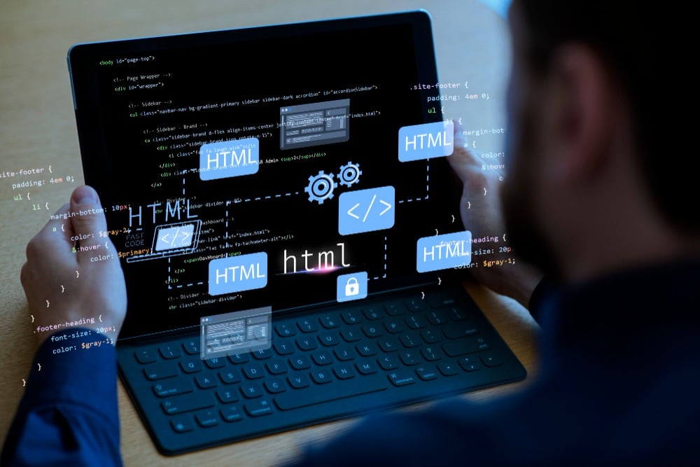 Illustration showing how headless web development separates frontend and backend using APIs